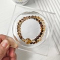 Bracciale a doppio giro in occhio di tigre e quarzo rutilato con dettagli oro - Set di Bracciali a Doppio Strato in Occhio di Tigre Giallo e Quarzo Rutilato