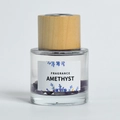 Cylindrical glass car diffuser with purple amethyst stones and natural wooden cap - Shangri-La (Amethyst)