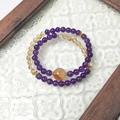 Elegant 6mm natural amethyst and citrine beaded double-layer bracelet for women - Double Layer Crystal Bracelet
