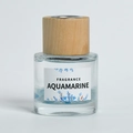 Diffuseur de parfum voiture aigue-marine avec cristaux bleus et bouchon bois - Bouteille Cylindrique - Gardénia (Aigue-marine)