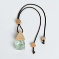Parfum voiture vert en flacon verre triangulaire avec bouchon en bois naturel - Bouteille Prisme - Jasmin (Aventurine)