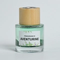 Huile parfumée vert Aventurine en flacon de verre avec bouchon en bois et pierres - Bouteille Cylindrique - Jasmin (Aventurine)