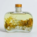 Diffuseur cristal voiture avec bouchon orange et fleurs séchées pour huiles essentielles - Bouteille Plate - Hilton (Quartz Clair)