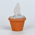 Mini pot en terre cuite avec cristal blanc naturel brut pour décoration de bureau - Cristal blanc