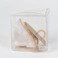 Natural raw white crystal specimen in a transparent gift box with twine and tag - Clear Quartz - Transparent Box / Chinese Version
