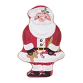 Santa Claus shaped metal tin box for Christmas candies and holiday gift packaging - Santa Claus