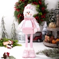 Pupazzo di neve rosa natalizio con gambe telescopiche e maglione bianco a maglia - Bambola Pupazzo di Neve Telescopica Cappello Paillette Rosa