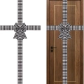 Christmas buffalo plaid door ribbon with a large decorative bow for home decor - Door Decor Set / Black White Grid
