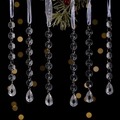 Set of 6 acrylic crystal icicle ornaments with octagon beads for Christmas tree decor - Clear Curved Waterdrop (Style C) / Set of 6
