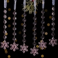 Pink acrylic Christmas snowflake pendants with faceted crystal beads, set of 6 - Pink Detailed Snowflake (Style D) / Set of 6