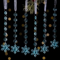 Set of 6 light blue acrylic snowflake ornaments hanging from ribbons with crystal icicles - Blue Detailed Snowflake (Style D) / Set of 6