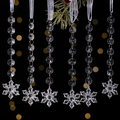 Set of transparent acrylic snowflake pendants with octagonal bead chains for Christmas trees - Clear Detailed Snowflake (Style D) / Set of 6