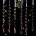 Set of pink acrylic crystal pendants with faceted teardrop beads for Christmas trees - Pink Prism (Style E) / Set of 6