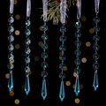 Set of six blue acrylic icicle hanging decorations with crystal beads for Christmas tree - Blue Prism (Style E) / Set of 6