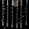 Set of 6 clear acrylic icicle hanging ornaments with octagonal beads for Christmas decor - Clear Prism (Style E) / Set of 6