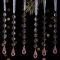 Pink acrylic crystal bead chains with drop pendants for Christmas tree decoration - Pink Short Waterdrop (Style F) / Set of 6