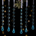 Set of 6 blue crystal pendants with octagonal beads and teardrop prism for Christmas decor - Blue Short Waterdrop (Style F) / Set of 6
