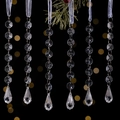 Set of 6 clear acrylic icicle hanging ornaments with octagonal beads for Christmas tree - Clear Short Waterdrop (Style F) / Set of 6