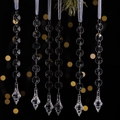 Transparent acrylic Christmas icicle ornaments with octagon beads and teardrop pendants - Clear Long Icicle (Style G) / Set of 6