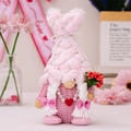 Rosa Zwerg-Plüschfigur mit Paillettenhut und Glitzerherz für den Valentinstag - Herz Plüschhut Stehende Gnom Rosa Weiblicher Stil