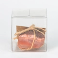 Pietra d'agata realistica a forma di carne con spago in una scatola da esposizione - Agata Rossa - Scatola Trasparente