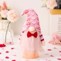 Pink heart-themed gnome doll with long fur beard for Valentine's Day decoration - Pink Valentine Gnome Male Style