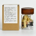 Natural crystal stone and herbal incense set with glass jar and wooden lid - Gold Element Wishing Bottle