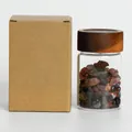 Natural crystal stone set in glass bottle with wooden lid and kraft gift box - Fire Element Wishing Bottle