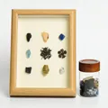 Natural crystal wooden frame with black obsidian and aquamarine stones for water element - Water Element Set (Frame + Bottle)