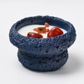Scorpio scented candle in blue volcanic rock jar with red agate stones and wood wick - Scorpio