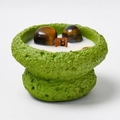 Green Taurus zodiac scented candle with tiger eye gemstones and natural wood wick - Taurus
