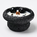 Capricorn zodiac scented candle in black lava rock vessel with obsidian stones and wood wick - Capricorn
