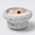 Cancer zodiac scented candle in grey stone jar with pink crystals and wooden wick - Cancer