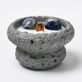 Virgo zodiac scented candle in grey concrete jar with sodalite stones and wood wick - Virgo