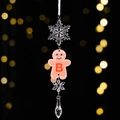 Décoration de Noël en acrylique avec bonhomme en pain d'épice rose et lettre B personnalisée - Pendentif Glaçon Bonhomme de Pain d'Épices Style B