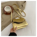 Mini borsa a mano dorata metallizzata con manico e tracolla per occasioni eleganti - Oro
