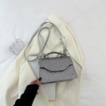 Funkelnde silberne Abendhandtasche mit Pailletten und bequemem Tragegriff für Damen - Silber