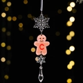 Pendentif de Noël en acrylique avec bonhomme de pain d'épices, lettre C rouge et flocons - Pendentif Glaçon Bonhomme de Pain d'Épices Style C
