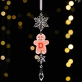 Décoration flocon et bonhomme de pain d'épices avec lettre D pour sapin de Noël - Pendentif Glaçon Bonhomme de Pain d'Épices Style D