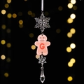 Acrylic gingerbread man ornament with pink texture and letter G for Christmas tree - Gingerbread Man Icy Pendant Style G