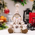 Plüsch-Weihnachtsschneemann mit Strickmütze und Schal, nordische Weihnachtsdekoration - Nordischer Stil Sitzender Schneemann