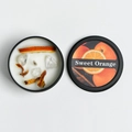 Sweet Orange scented soy candle in black tin with dried orange slices and crystals - Sweet Orange