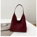 Dunkel burgunderrote Hobo-Schultertasche mit Leopardenmuster und matter Textur - Burgunderrot