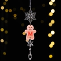 Christmas clear acrylic gingerbread man pendant with letter M and snowflake charms - Gingerbread Man Icy Pendant Style M