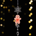 Custom gingerbread man ornament with letter P and crystal snowflake for Christmas tree - Gingerbread Man Icy Pendant Style P