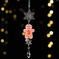 Clear acrylic gingerbread man ornament with letter S and snowflake for Christmas trees - Gingerbread Man Icy Pendant Style S