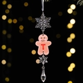 Acrylic Christmas pendant with letter T gingerbread man and snowflake ornament - Gingerbread Man Icy Pendant Style T
