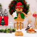 Ausziehbarer Weihnachts Lebkuchenmann aus Plüsch mit rotem Hut und grüner Weste - Lebkuchenmann Rot Grün Teleskop Ornament Männlich