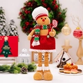 Lebkuchenmann Plüschfigur mit Teleskopbeinen, Kochmütze und rotem Schal Weihnachtsdeko - Lebkuchenmann Rot Grün Teleskop Ornament Weiblich