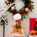 Gestrickter Lebkuchenmann-Anhänger mit Kochmütze und Schleife für den Weihnachtsbaum - Kochmütze Lebkuchenmann Anhänger (Männlich)